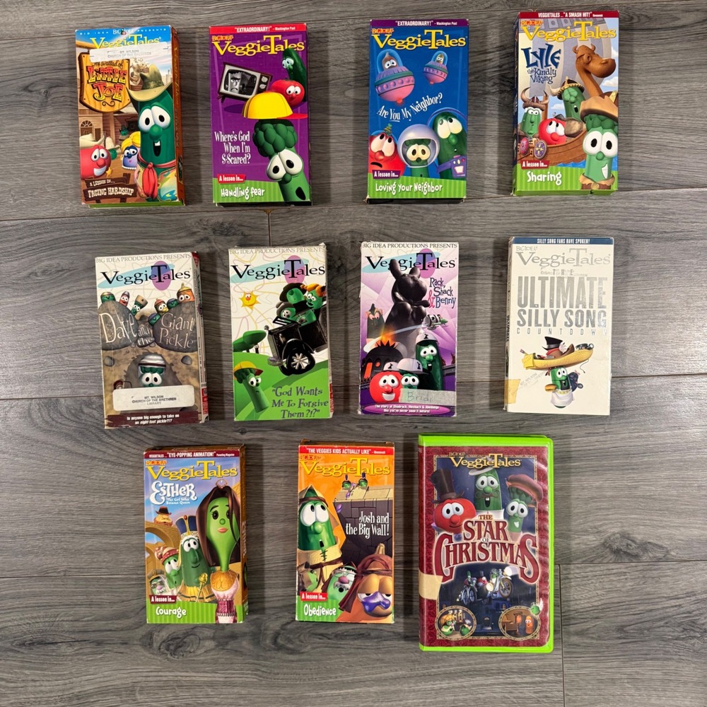 VeggieTales VHS Lot 11 Classics Silly Songs Kids Christian Cartoon Vintage Set